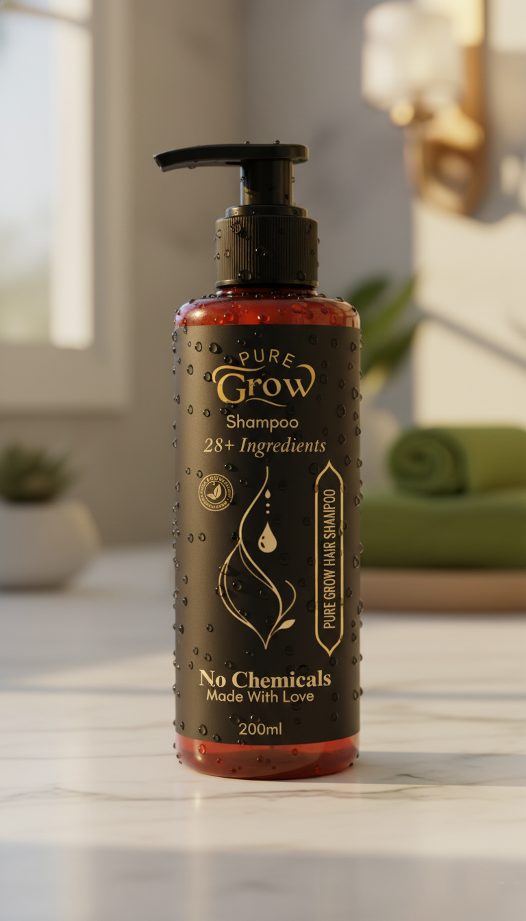 Pure Grow Hair Shampoo – Chemical-Free | 28+ Natural Ingredients | Nourishing