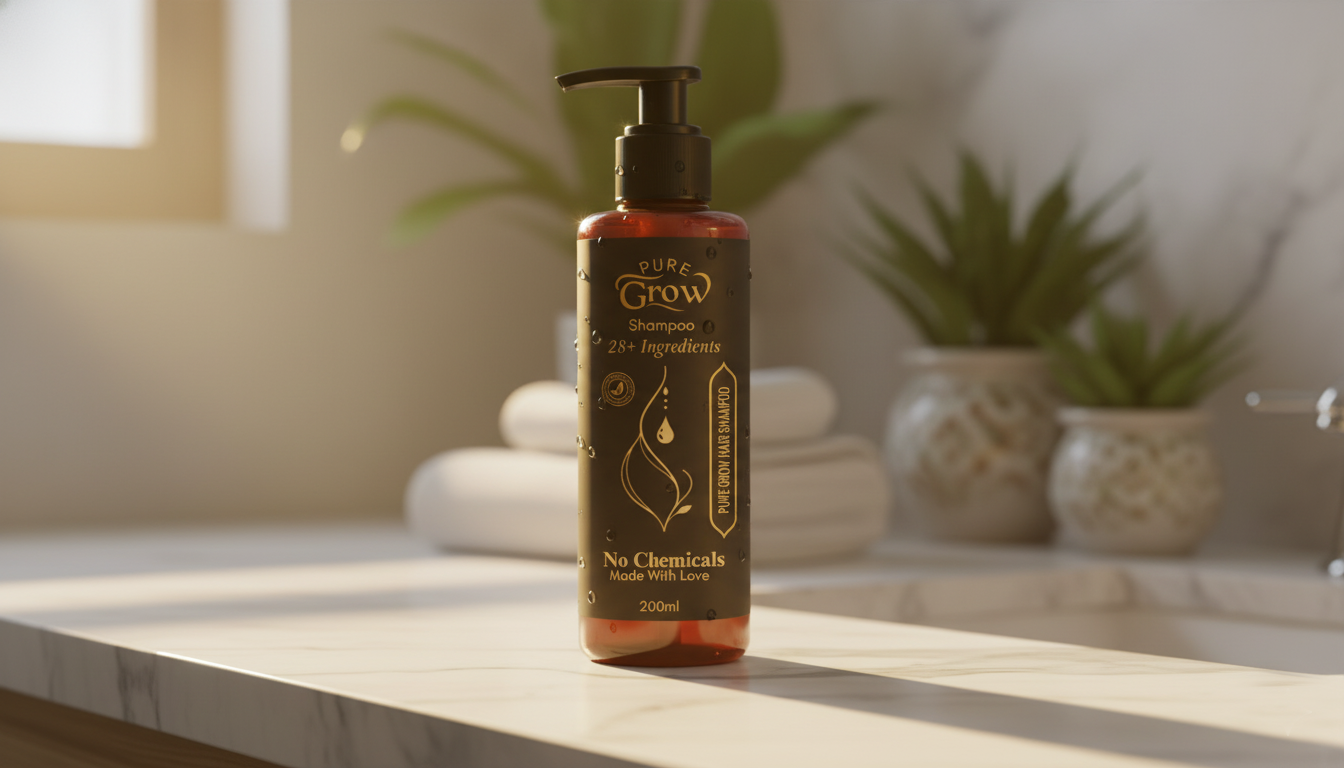 Pure Grow Hair Shampoo – Chemical-Free | 28+ Natural Ingredients | Nourishing