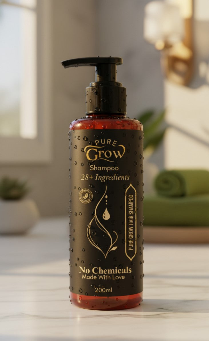 Pure Grow Hair Shampoo – Chemical-Free | 28+ Natural Ingredients | Nourishing